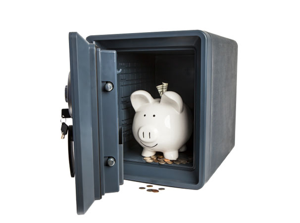 Piggy bank in safe