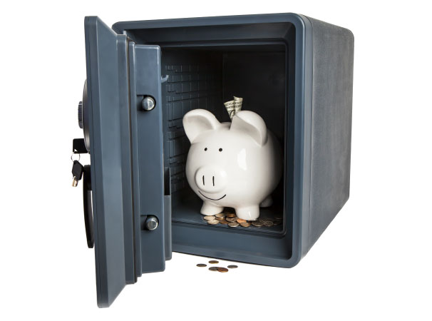 Piggy bank in safe
