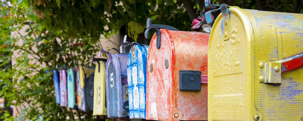 Multicolored mailboxes